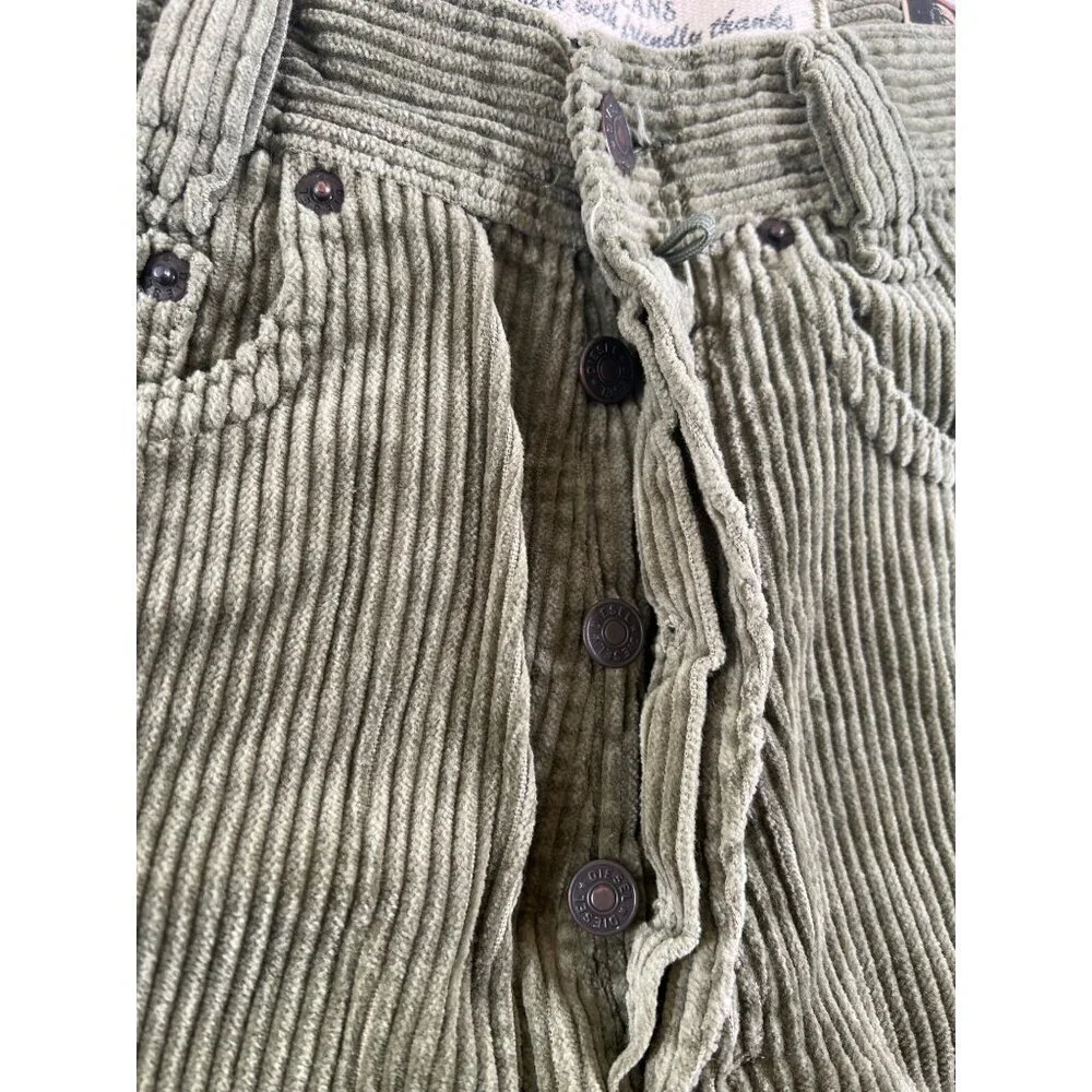 RARE 90s DIESEL New Saddle Mens Size 27W Olive Fat Cord Jean NOS with Tags Italy